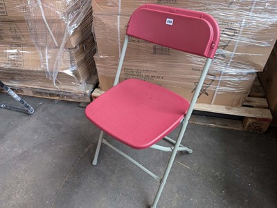 Lot 262 - 4 metal frame red/pink folding chairs