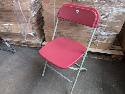 Lot 263 - 4 metal frame red/pink folding chairs