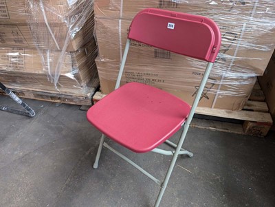 Lot 264 - 4 metal frame red/pink folding chairs