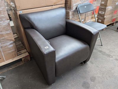 Lot 266 - Brown leather effect tub chair (boxed)