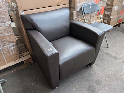Lot 267 - Brown leather effect tub chair (boxed)