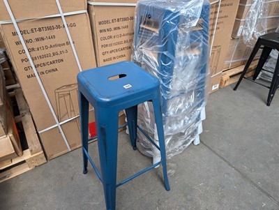 Lot 309 - 4 antique blue stools 76cm high, boxed