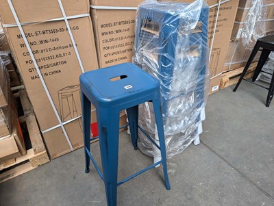 Lot 316 - 4 antique blue stools 76cm high, boxed