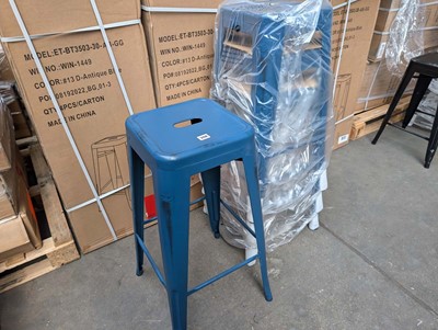 Lot 319 - 4 antique blue stools 76cm high, boxed