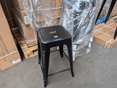 Lot 324 - 4 antique black effect stacking metal stools,...