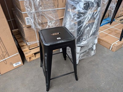 Lot 325 - 4 antique black effect stacking metal stools,...