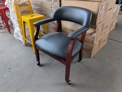 Lot 356 - Reproduction leather effect chair on ball...