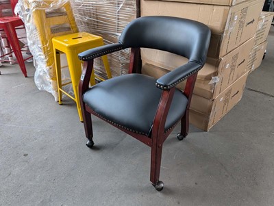 Lot 360 - Reproduction leather effect chair on ball...