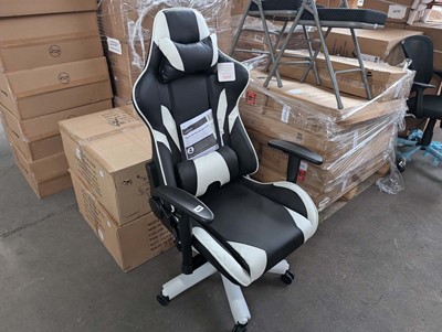 Lot 364 - White and black leather effect executive type...