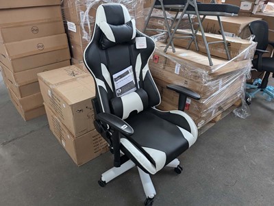 Lot 365 - White and black leather effect executive type...