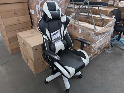 Lot 366 - White and black leather effect executive type...