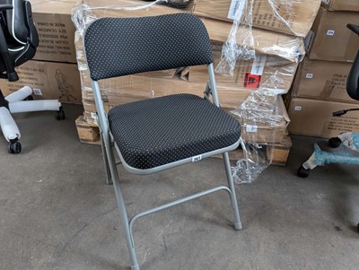 Lot 367 - 4 metal frame and black spotted upholstered...
