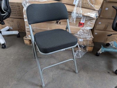 Lot 369 - 4 metal frame and black spotted upholstered...