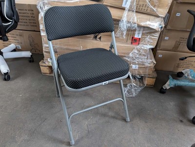 Lot 371 - 4 metal frame and black spotted upholstered...