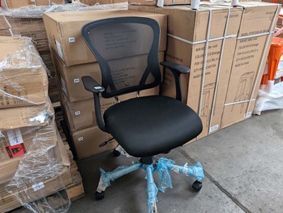 Lot 372 - Black cloth and mesh operators chair (built)