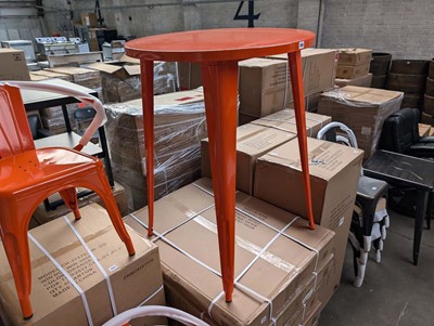Lot 385 - 80cm diameter orange poser table, 105cm tall...