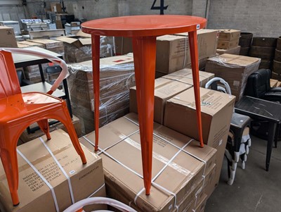 Lot 386 - 80cm diameter orange poser table, 105cm tall...