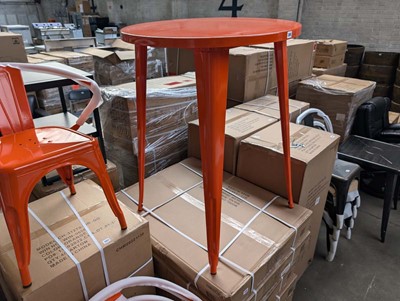 Lot 387 - 80cm diameter orange poser table, 105cm tall...