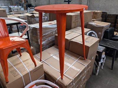 Lot 389 - 80cm diameter orange poser table, 105cm tall...