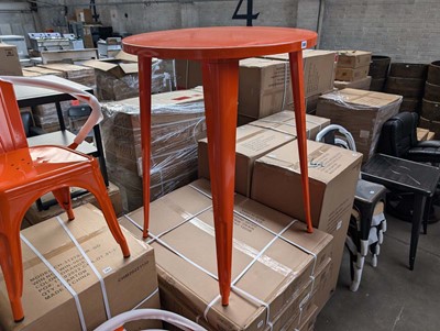 Lot 390 - 80cm diameter orange poser table, 105cm tall...