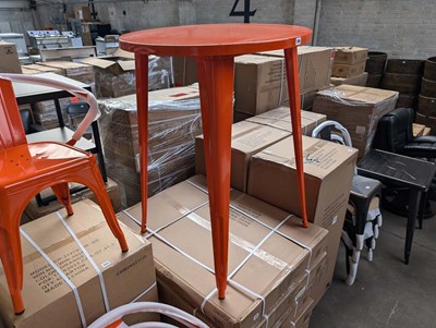 Lot 391 - 80cm diameter orange poser table, 105cm tall...