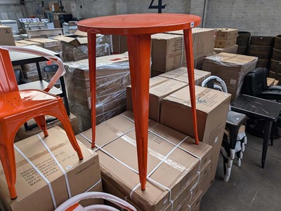 Lot 392 - 80cm diameter orange poser table, 105cm tall...