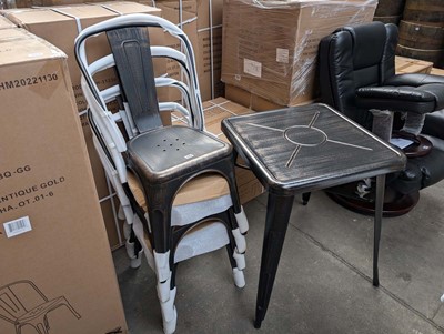 Lot 394 - Antique brass and black effect table and chair...