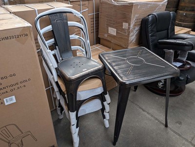 Lot 396 - Antique brass and black effect table and chair...