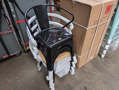 Lot 406 - 4 black metal stacking chairs, (unboxed)