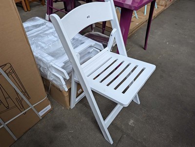 Lot 412 - 4 plastic folding chairs in white, (unboxed)