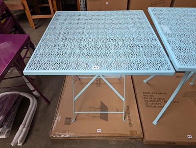 Lot 415 - 70cm square top folding table in light blue...