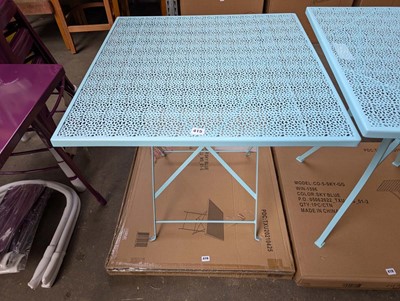 Lot 416 - 70cm square top folding table in light blue...