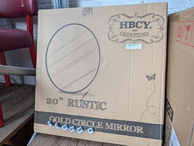 Lot 436 - 20inch diameter rustic gold circle framed mirror