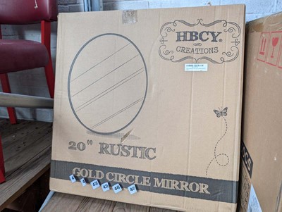 Lot 437 - 20inch diameter rustic gold circle framed mirror