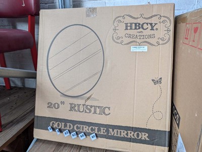 Lot 439 - 20inch diameter rustic gold circle framed mirror