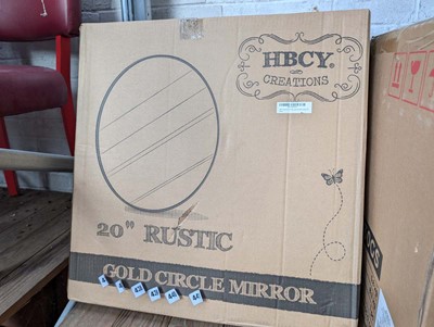 Lot 441 - 20inch diameter rustic gold circle framed mirror