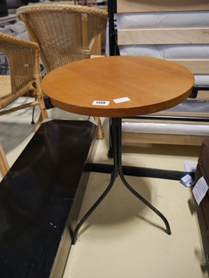 Lot 1139 - Wooden single pedestal wine table on wrought...