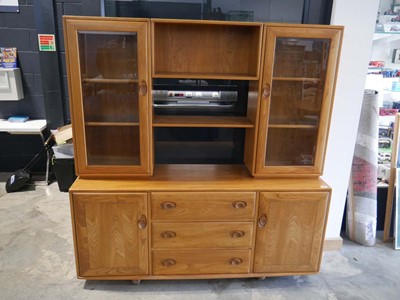 Lot 1025 - Ercol display unit with 2 upper beveled glazed...