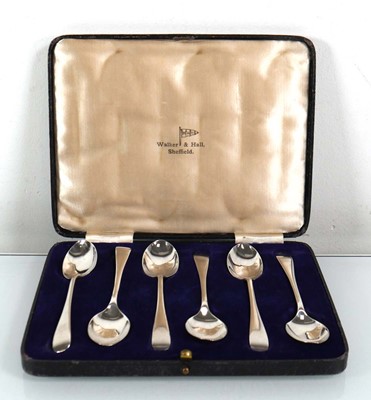 Lot 360 - A set of six silver old English pattern egg...