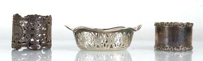 Lot 368 - A group of silver comprising two napkin rings...