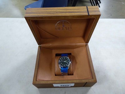 Lot 2069 - Helma DH mens wristwatch boxed with green face...