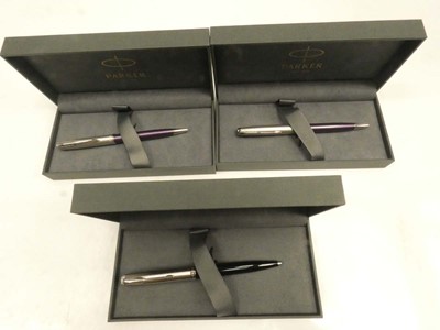 Lot 2047 - Parker 51 Black ballpoint pen and 2x Parker...