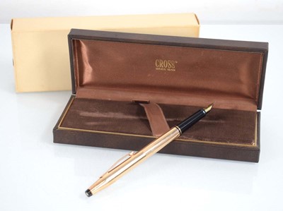 Lot 43 - A cased Cross rolled gold fountain pen with a...
