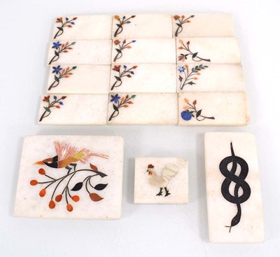 Lot 53 - A group of pietra dura marble tablets, largest...