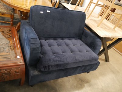 Lot 1005 - Blue upholstered 2 seater sofa bed