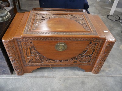 Lot 1010 - Middle Eastern heavily carved camphor chest