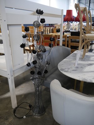 Lot 1028 - Modern chrome flower themed standard lamp