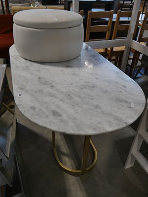 Lot 1030 - Oval marble effect dining table on long metal...