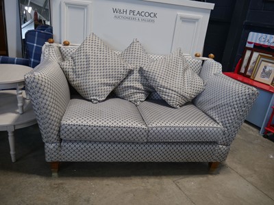 Lot 1033 - Blue and grey upholstered 2 seater Knowle sofa