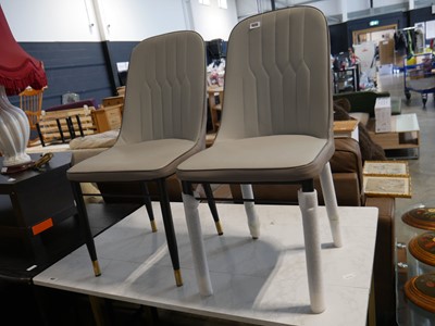 Lot 1036 - Pair of grey leatherette dining chairs